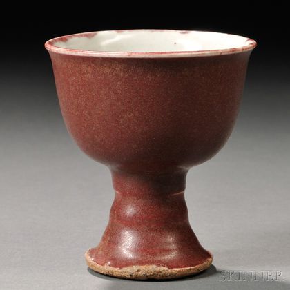 Ming-style Oxblood-glazed Stoneware Stem Cup