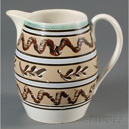 Mochaware Jug with Earthworm and Twig Decoration