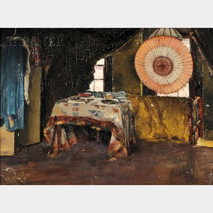 William McGregor Paxton (American, 1869-1941) Studio Interior