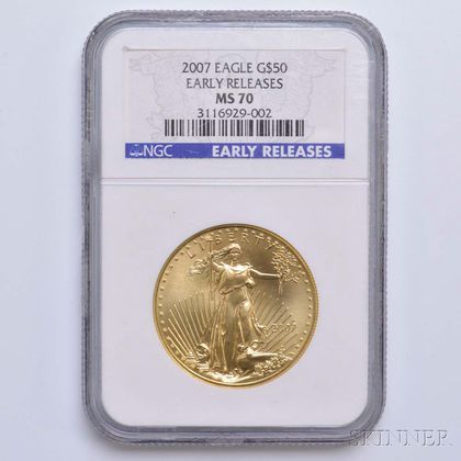 2007 $50 One-ounce Gold Eagle, NGC MS70