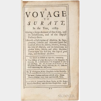 Ovington, John (1653-1731) A Voyage to Suratt, in the Year, 1689.
