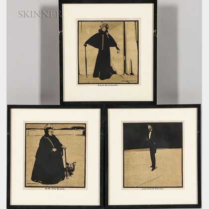 William Nicholson (British, 1872-1949) Three Portraits: H.M. The Queen ; Sarah Bernhardt
