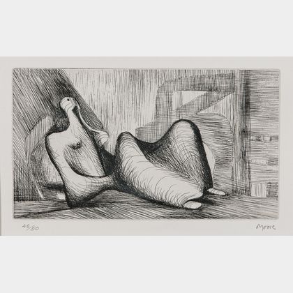 Henry Moore (British, 1898-1986) Reclining Figure Piranesi Background I