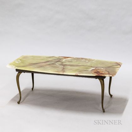 Green Onyx and Brass Low Table