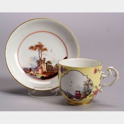 Sold at auction Meissen Porcelain Yellow Ground Cup and Saucer Auction ...