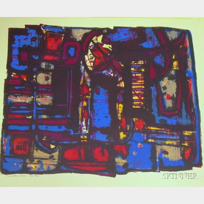 Unframed Lithograph of an Abstract Composition