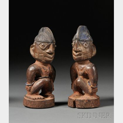 Two African Carved Wood Ibejis