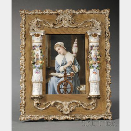 Continental Painted Porcelain Plaque in Porcelain-mounted Frame