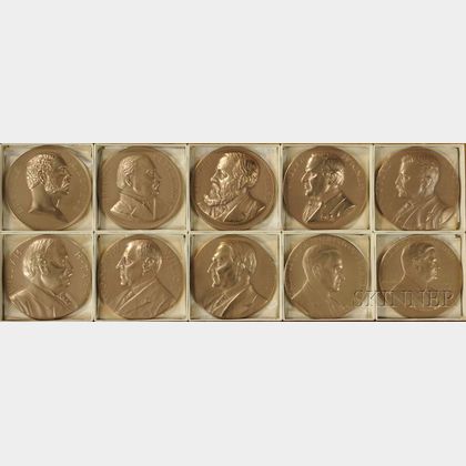 Ten U.S. Mint Bronze Commemorative Presidential Medals