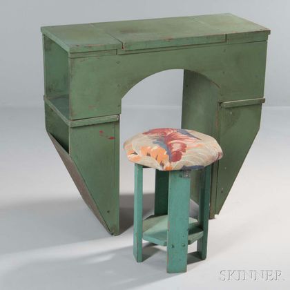 Country Painted Dressing Table with Stool 