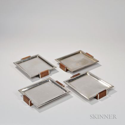 Four French .950 Silver Trays