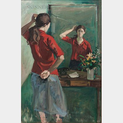 Nicolai S. Cikovsky (American, 1894-1987) Girl at Mirror