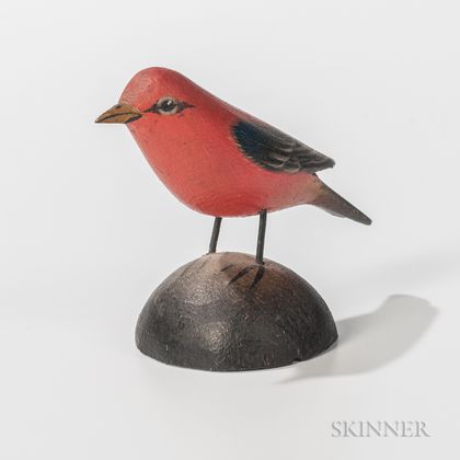 Elmer Crowell Carved and Painted Miniature Tanager