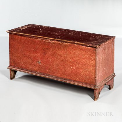 Small Red and Ochre Putty-painted Pine Blanket Chest