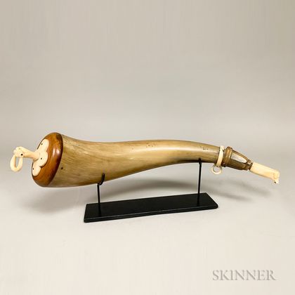 Powder Horn with Whale Ivory Mounts