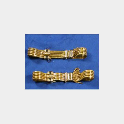 Pair of Victorian 14kt Gold and Enamel Slide Bracelets