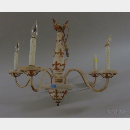 French Provincial Style Painted Composition Five-Arm Chandelier