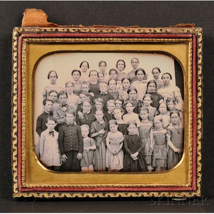 Quarter Plate Daguerreotype Class Portrait at Petersham, Massachusetts