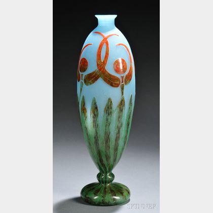 Le Verre Francais Libellules Cameo Glass Vase