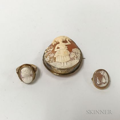 Three Pieces of Cameo Jewelry