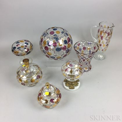 Seven Pieces of Mid-century Czech Glassware