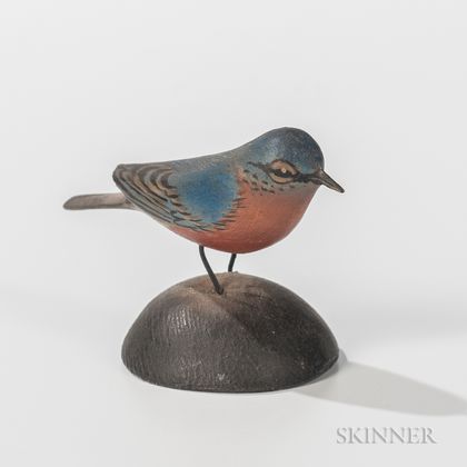 Elmer Crowell Carved and Painted Miniature Bluebird