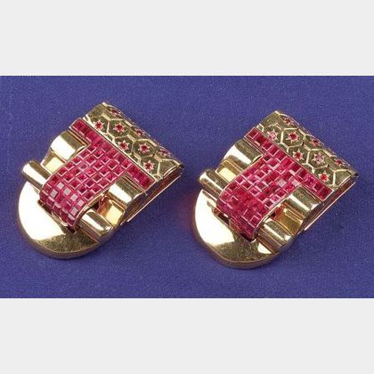 18kt Gold and Ruby Dress Clips, Van Cleef & Arpels