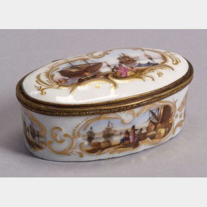 Continental Porcelain Oval Snuff Box