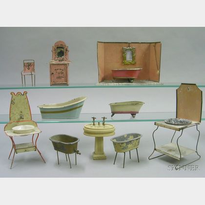 Group of Doll House Bathroom Furniture by Marklin and Others