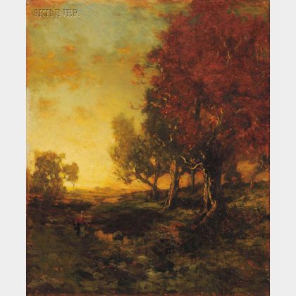 George Herbert McCord (American, 1848-1909) Autumn Walk at Sunset