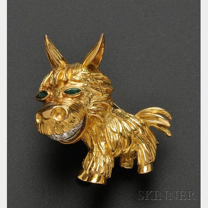 18kt Gold, Emerald, and Diamond Donkey Brooch, Cartier, Inc., 