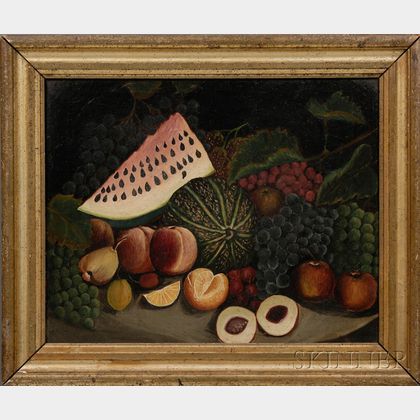 American School, 19th Century Still Life with Fruit.