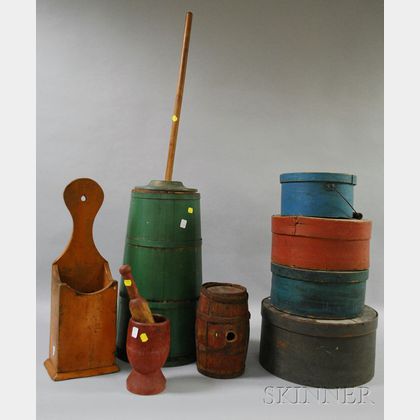 Group of Painted Woodenware Items