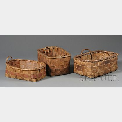 Three Decorated Splint Baskets
