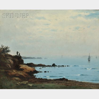 John Joseph Enneking (American, 1841-1916) Coastal View with Figures Left