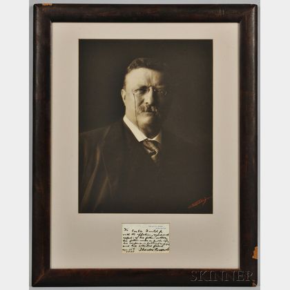 Roosevelt, Theodore (1858-1919) Photographic Portrait by Edward Sheriff Curtis (1868-1952) with Autograph Note Signed, 17 November 1908