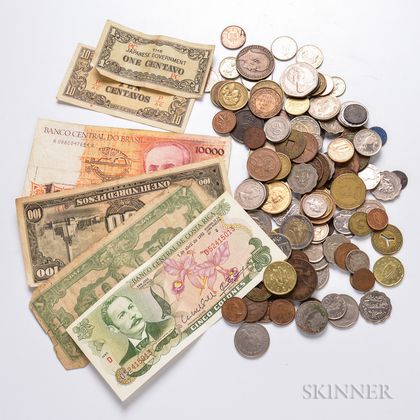 Small Group of Foreign Coins and Currency