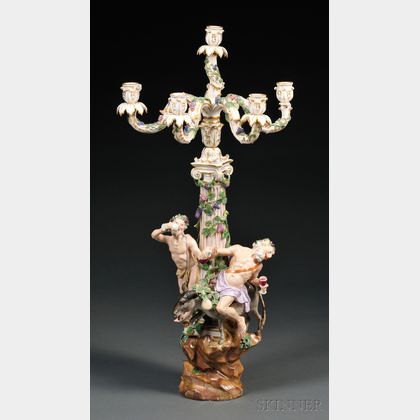 Meissen Porcelain Figural Seven-light Candelabra