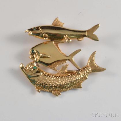 14kt Gold Handmade Fish Pendant