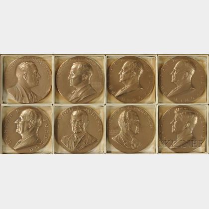 Eight U.S. Mint Bronze Commemorative Presidential Medals