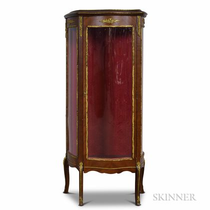 Louis XV-style Ormolu-mounted Walnut Veneer Curio Cabinet