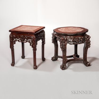 Two Marble-top Stools