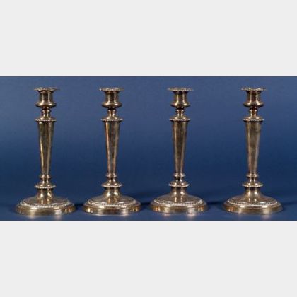 Set of Four Matthew Boulton Sheffield Plate Candlesticks
