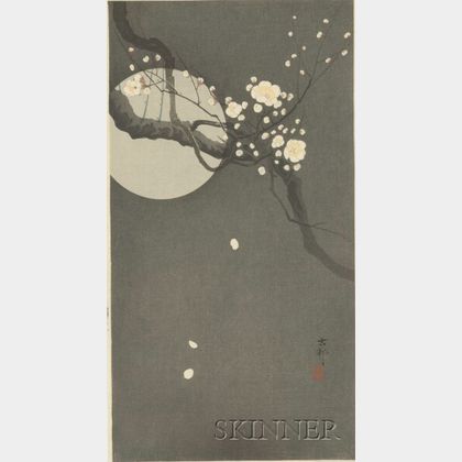 Ohara Shoson: A Plum Blossom Branch Across a Full Moon