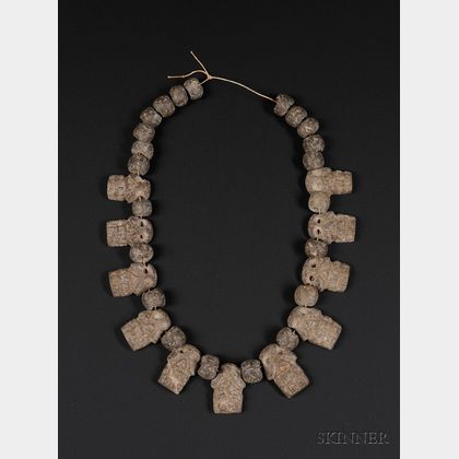 Pre-Columbian Carved Stone Necklace