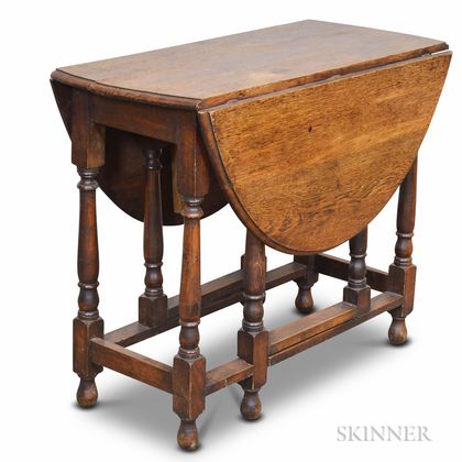 William and Mary-style Oak Gate-leg Drop-leaf Table