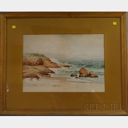 Henry S. Talbot (American, 1836-1924) Waves on a Rocky Coast.