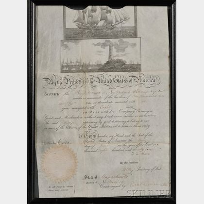 Adams, John Quincy (1767-1848) Ship's Passport, 3 June 1825.