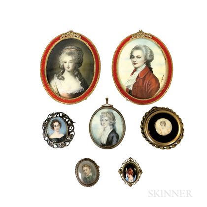 Seven Framed Portrait Miniatures
