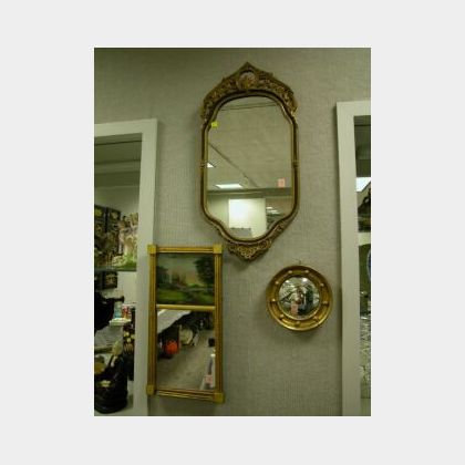Two Giltwood Mirrors and a Giltwood and Reverse-Painted Mirror. 